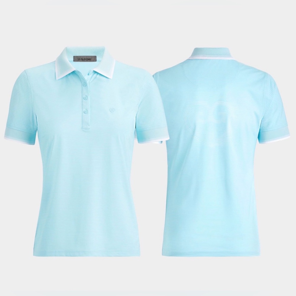 G/FORE Light Blue Polo with White Contrast Collar